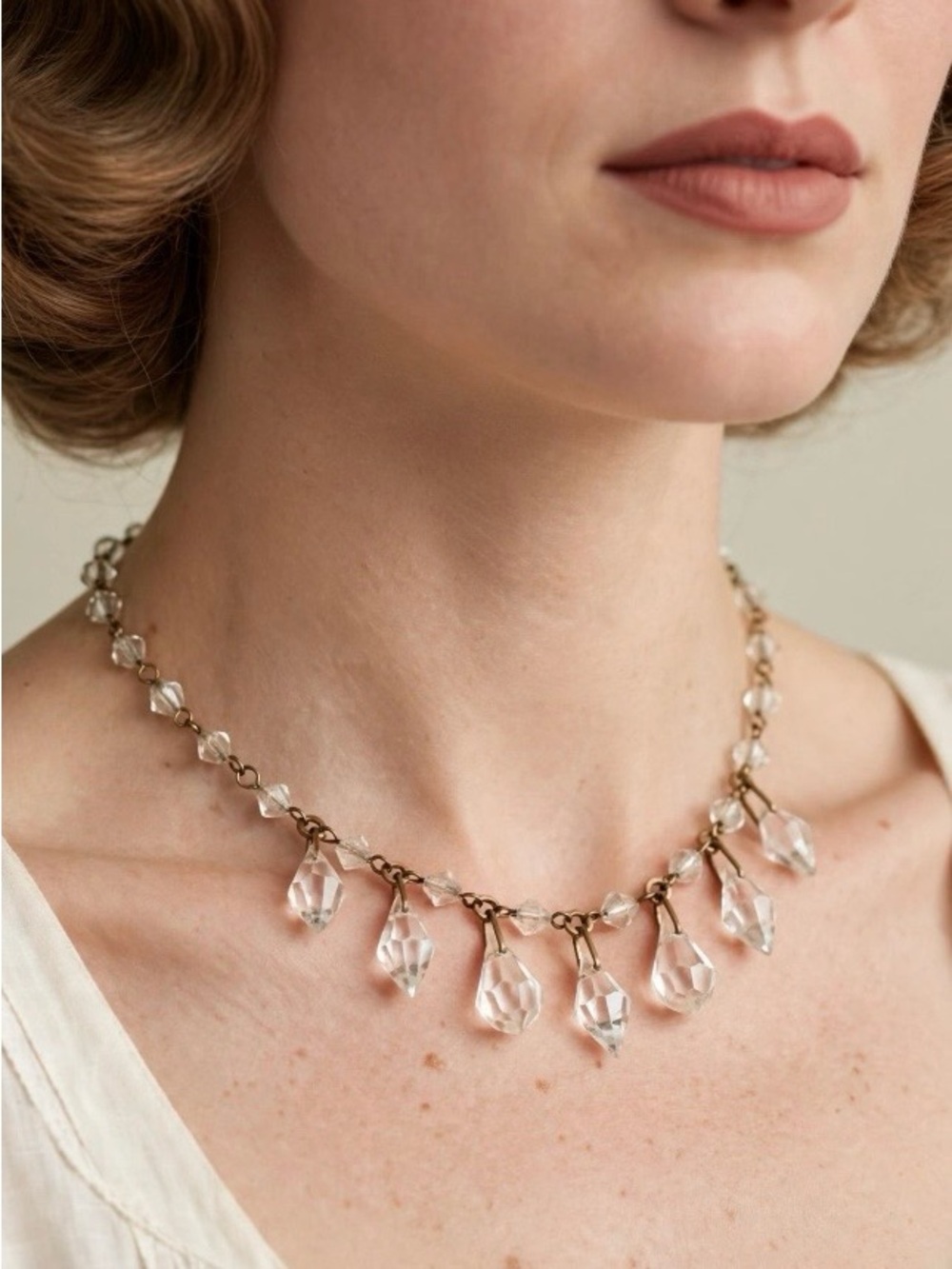 Vintage 30s Crystal Fringe Necklace